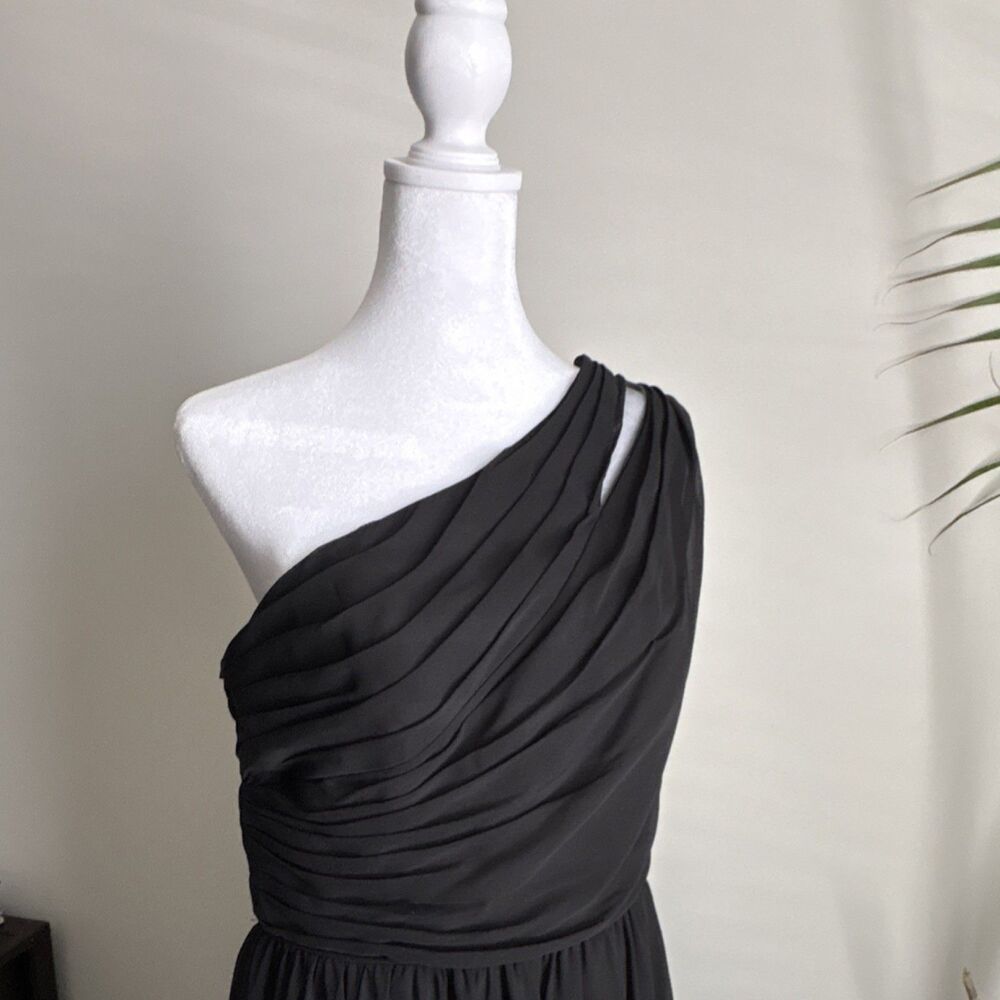 Alfred Angelo Black Chiffon One Shoulder Bridesmaid Dress Size 12 Regular - Picture 5 of 9